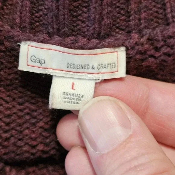 Gap Large Maroon Chunky Cable Knit Sweater Fisherman Wool Blend Y2K Vintage Prep - Picture 4 of 7